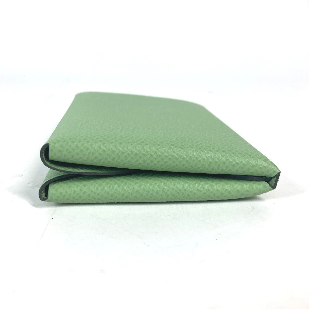 HERMES Coin case Epsom green Bifold Wallet Slim Calvi duo Women(Unisex)
