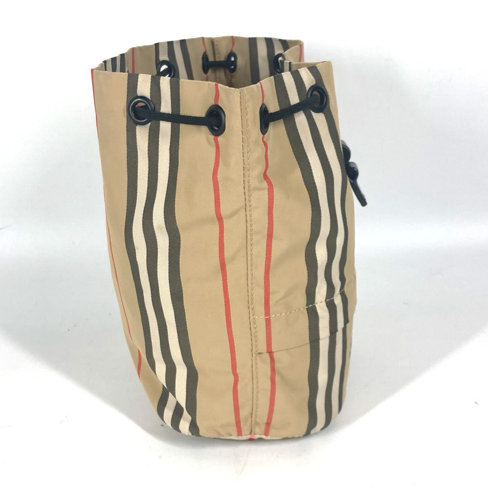 BURBERRY Pouch Nylon beige logo check drawstring bag Women(Unisex)