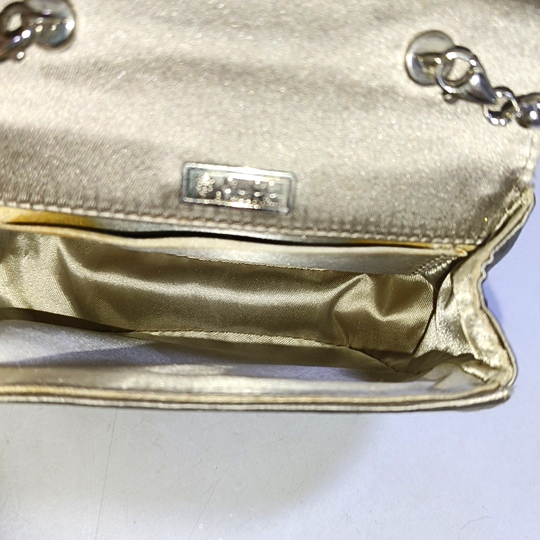 Gucci Bamboo 1947 Night Super Mini Beige Silk Evening Bag with Chain