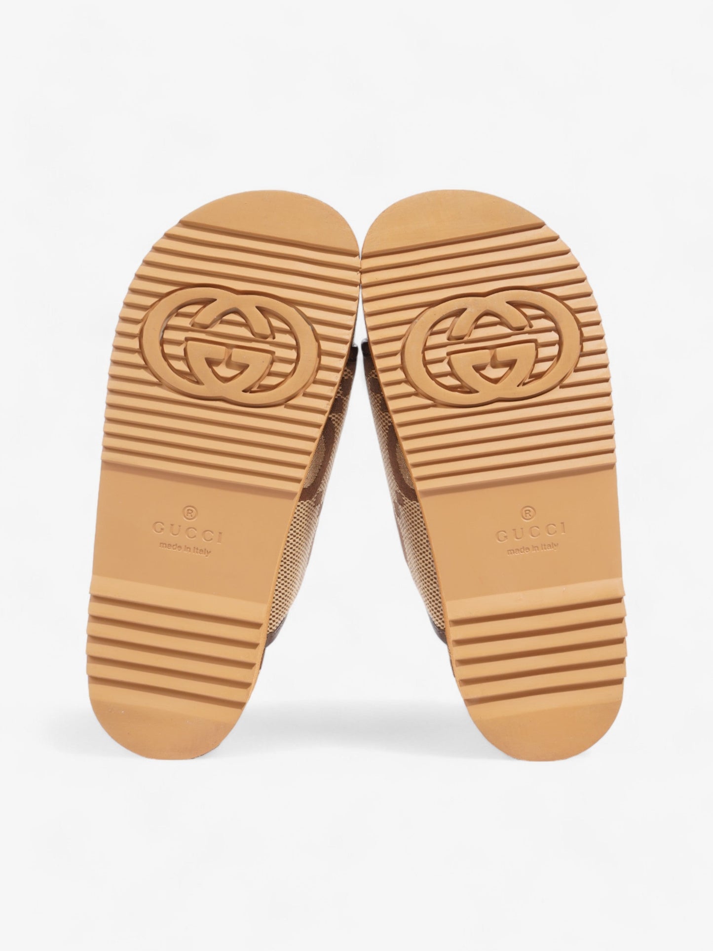 Gucci GG Platform Slides Beige And Ebony GG Supreme Canvas EU 38 UK 5
