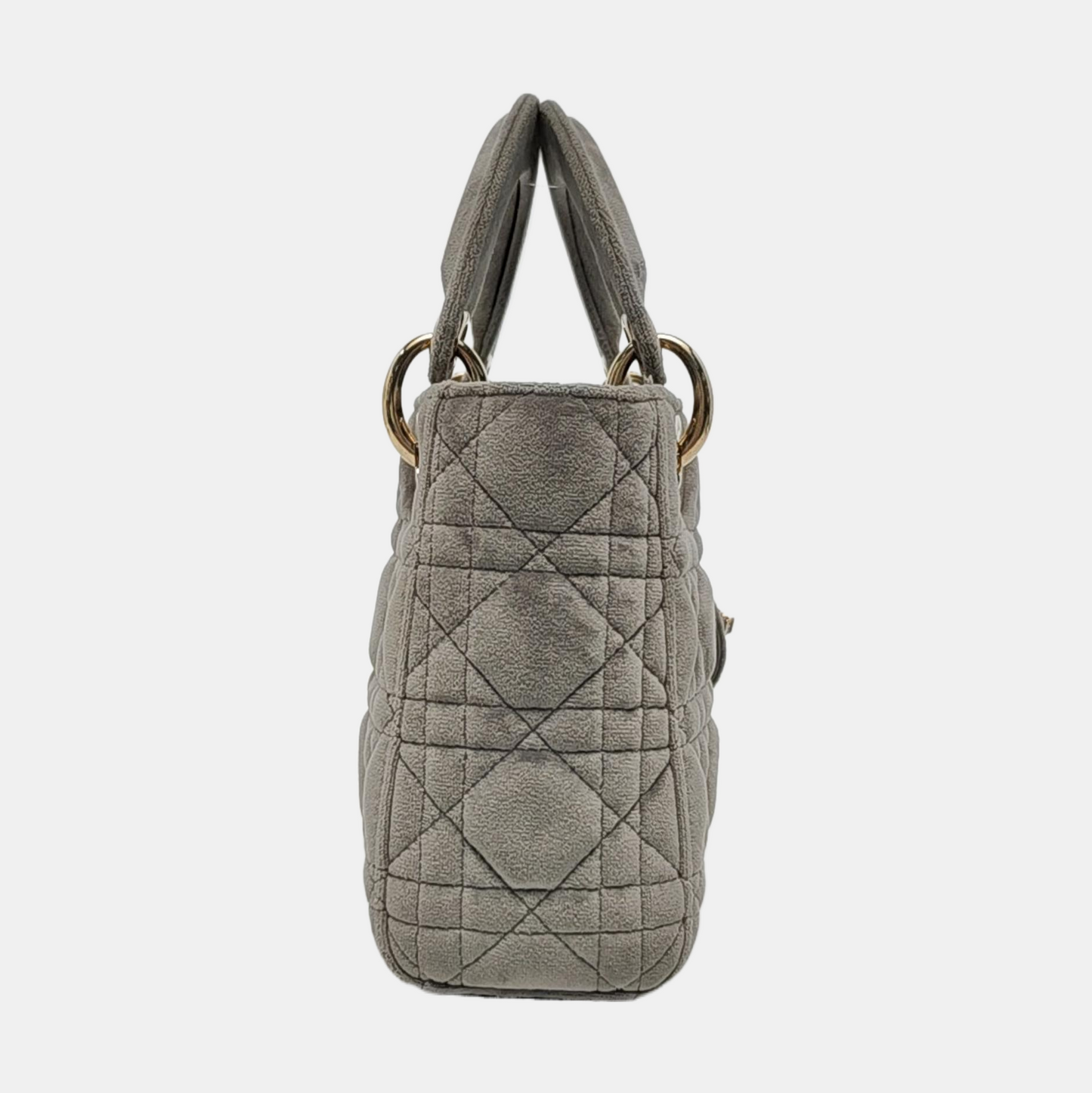 Lady Dior Mini Velvet Grey Gold Hardware Chain Strap