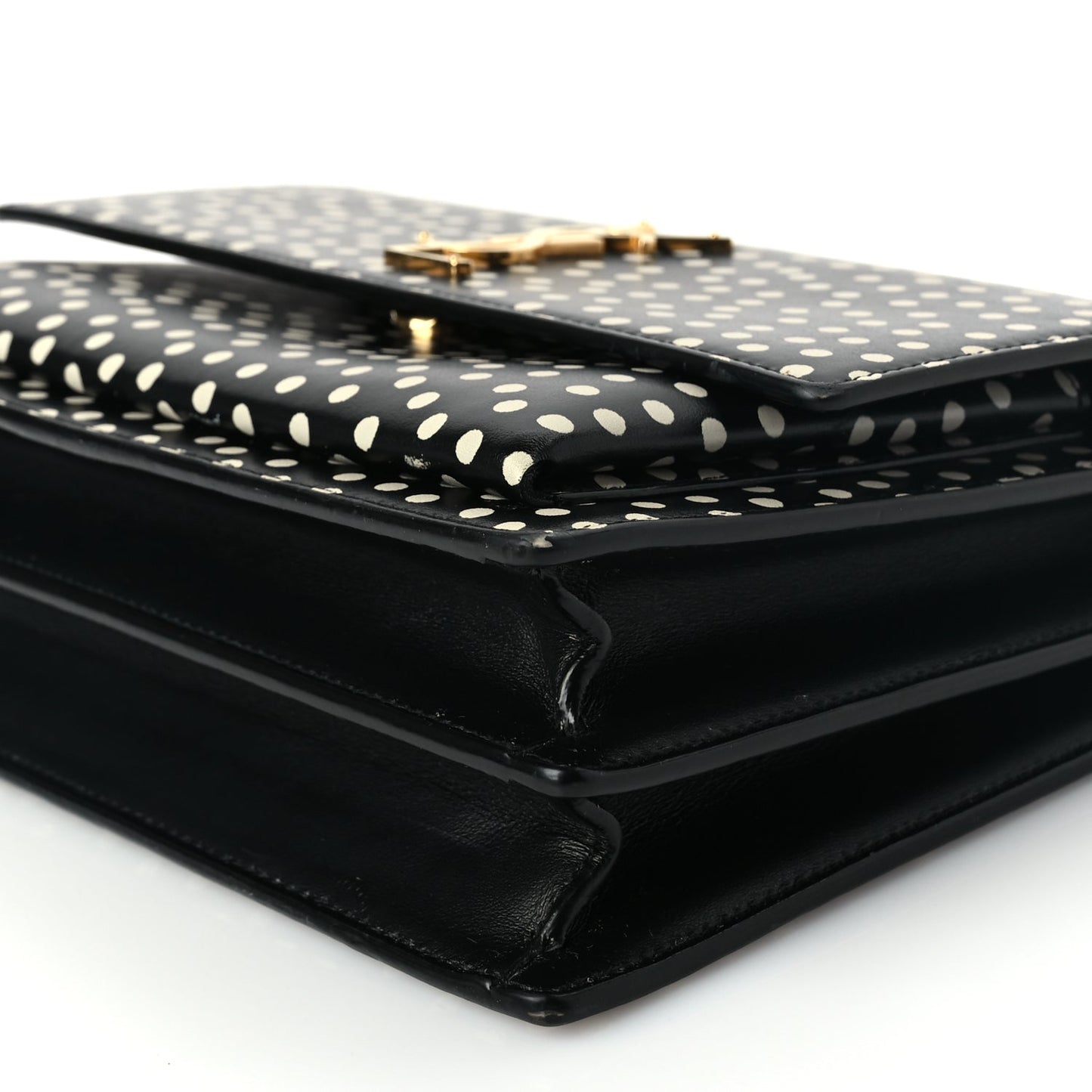 Saint Laurent Calfskin Polka Dot Medium Monogram Sunset Black Crema Soft