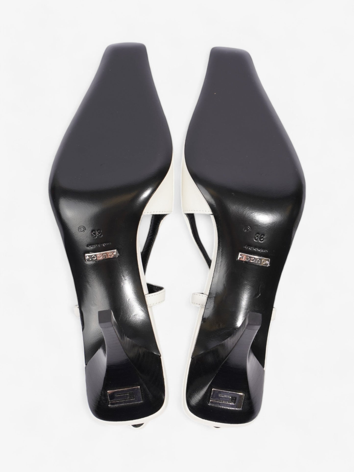 Gucci Slingback Pumps 75mm White / Black Leather EU 38 UK 5