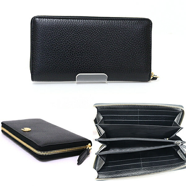 GUCCI Long Wallet Purse 456117 leather black Double G Leather Zip Around Wallet