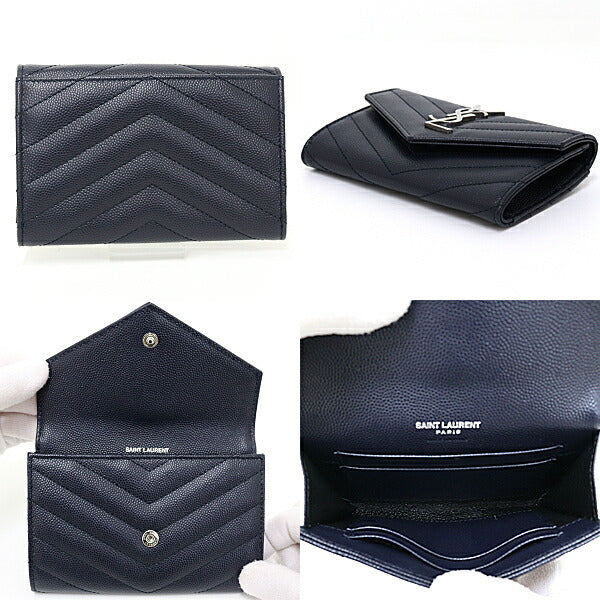 SAINT LAURENT Bifold Wallet 414404 BOW02 4147 leather Navy Small Envelope Wallet