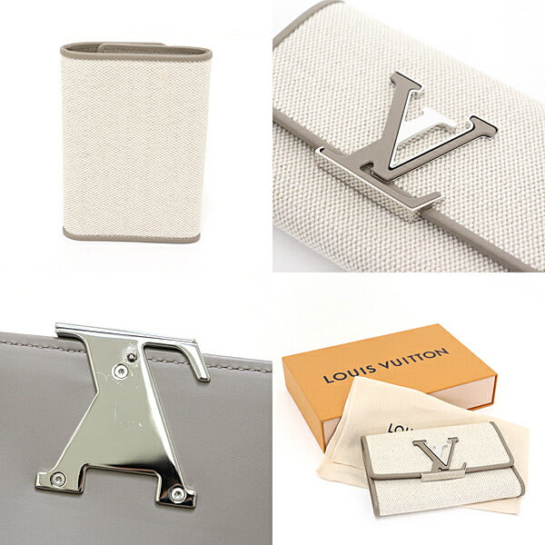 LOUIS VUITTON Tri-fold wallet M83573 Cotton canvas/calf leather Taupe Portefeuille Compact