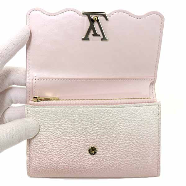 LOUIS VUITTON Tri-fold wallet M83686 Grain Calfskin Leather Shaded Pink Portefeuille Compact
