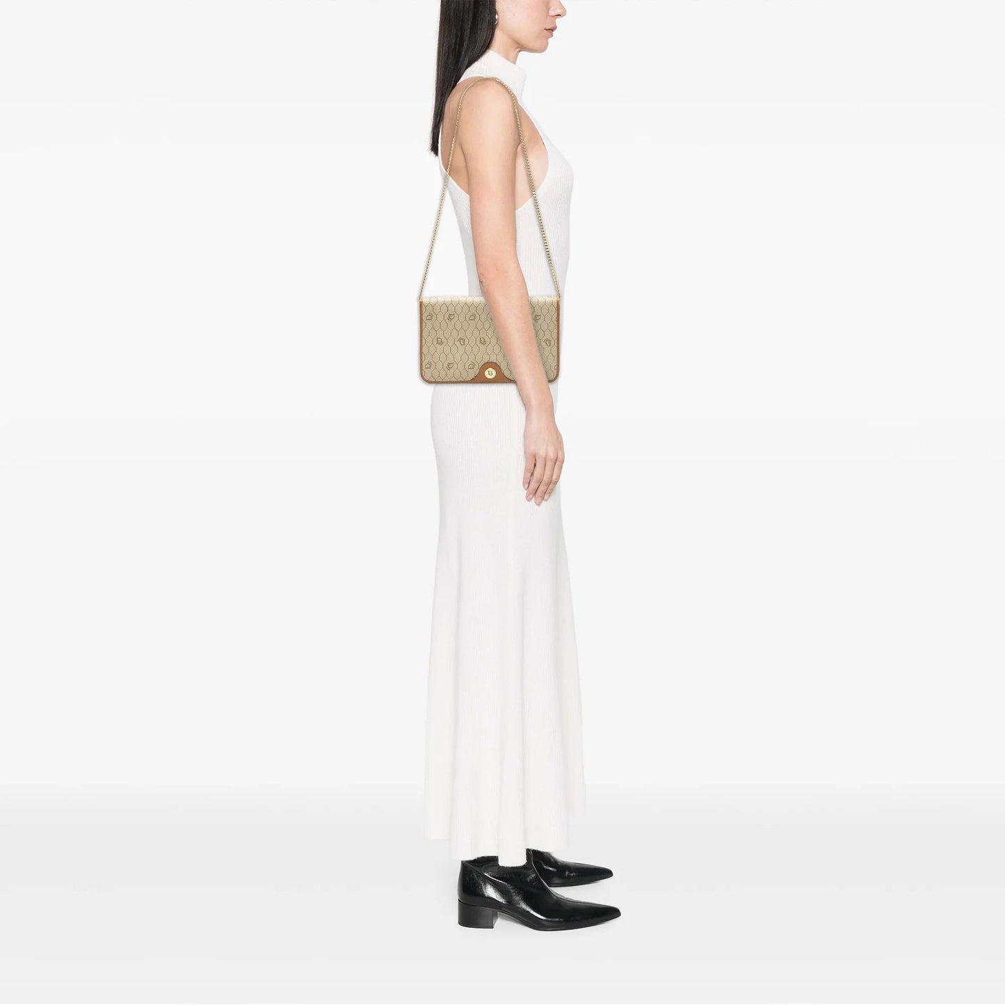 Brown Dior Honeycomb Coated Canvas Chain Shoulder Bag