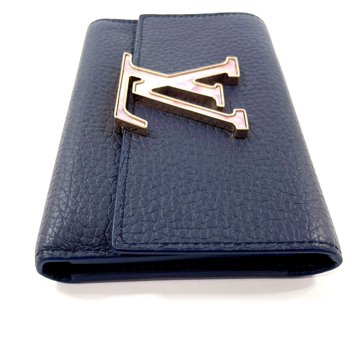 LOUIS VUITTON Tri-fold wallet M81674 Taurillon Clemence Navy Portefeuille Capucines Compact