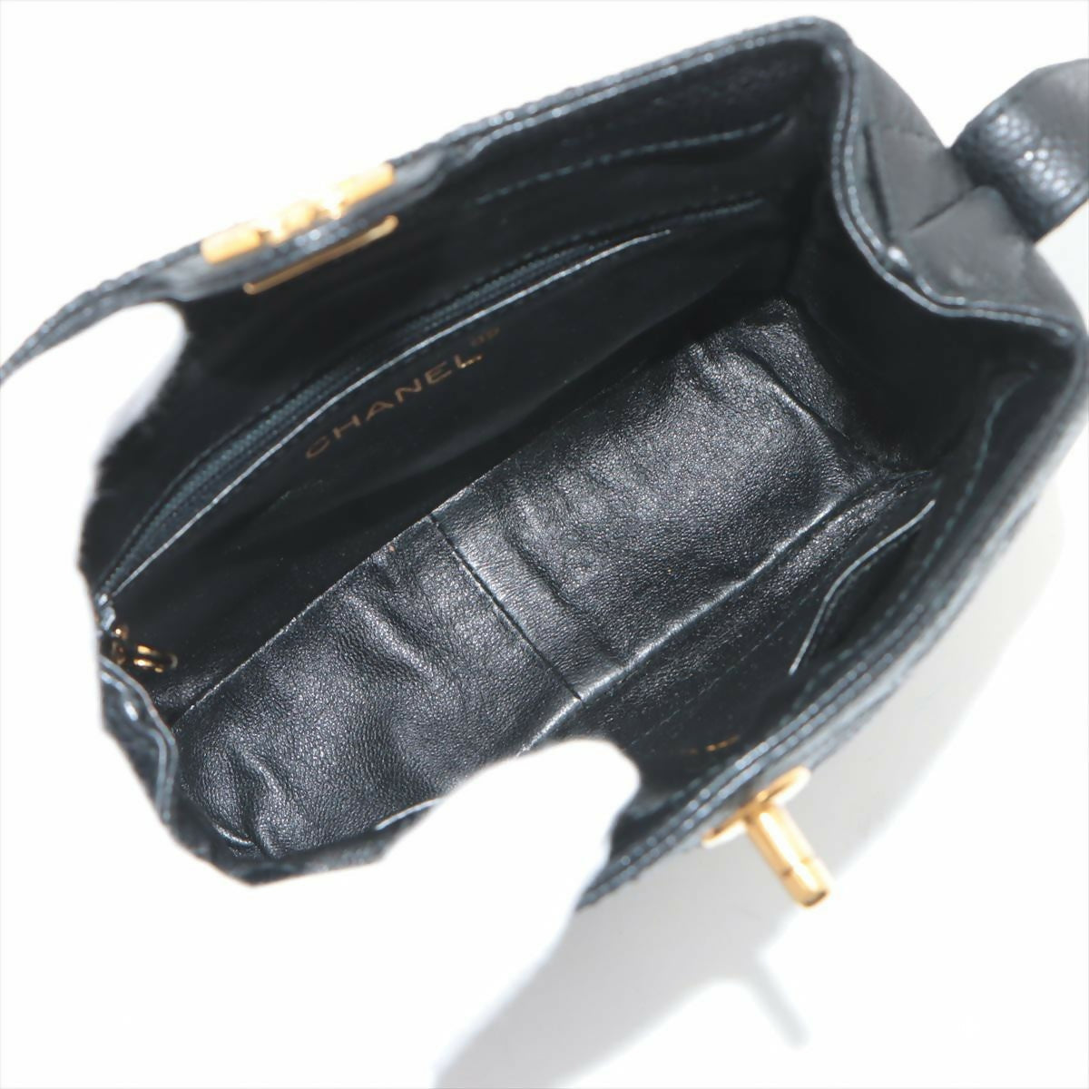 Chanel Black Gold Carved Buckle Box Bag