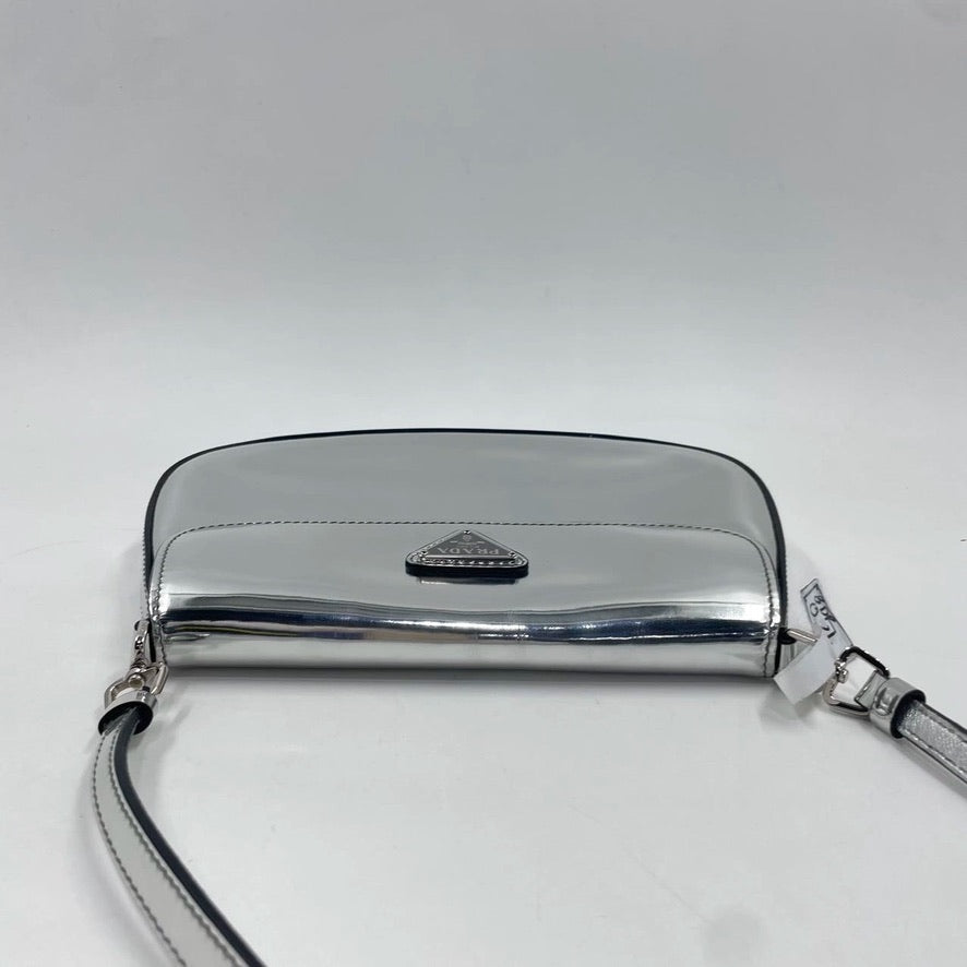 Prada Cleo Flap Silver Leather Shoulder bag