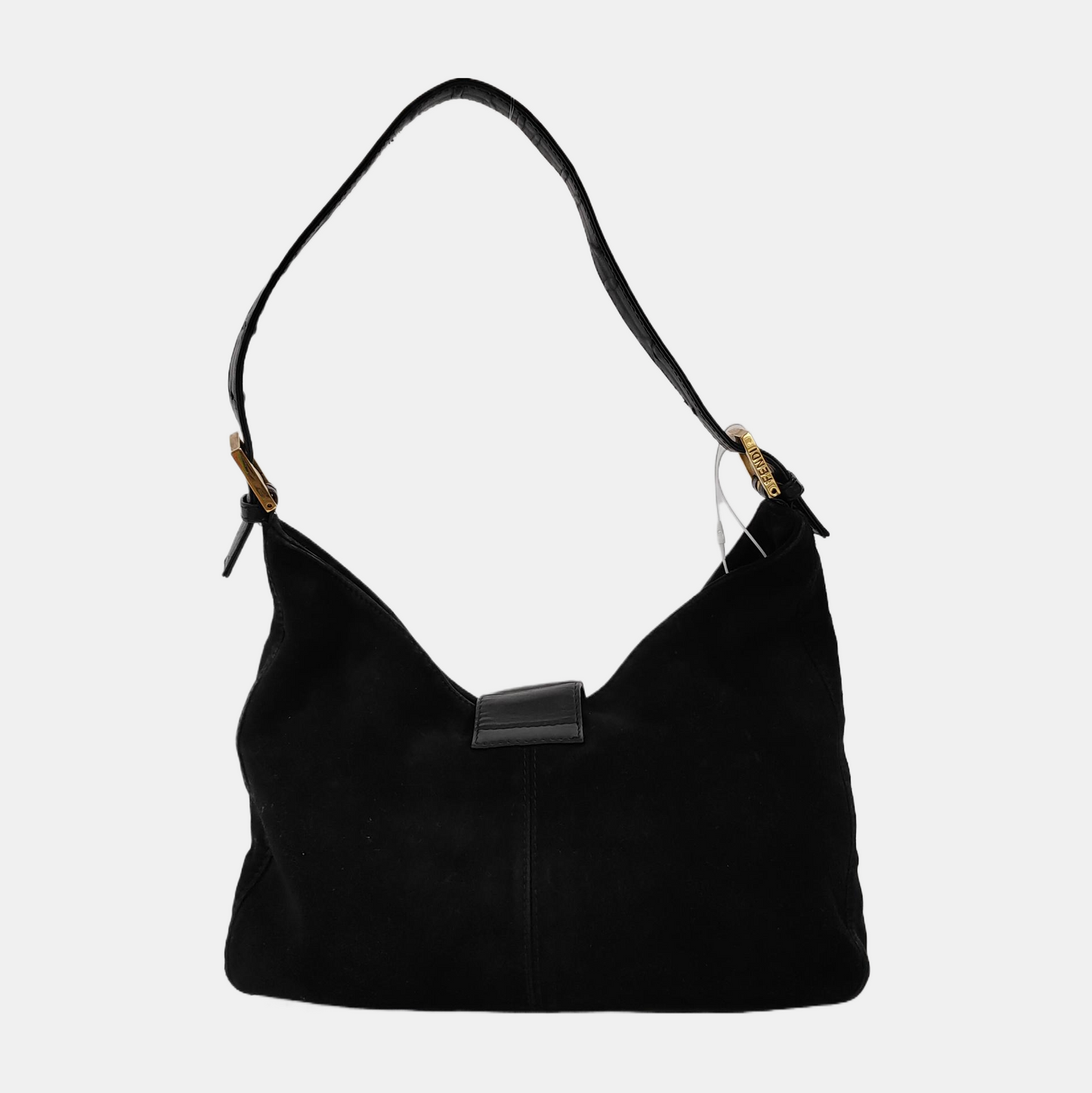 Fendi Mamma Baguette Forever Black Suede Leather Red Buckle