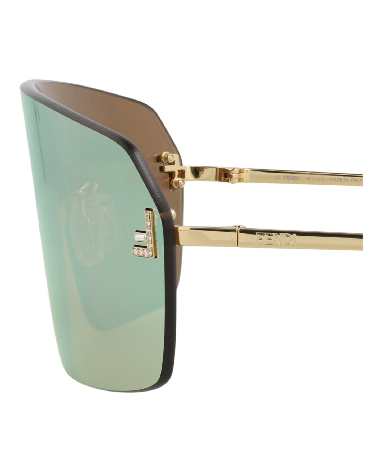 Fendi Womens Shield/Wrap Gold Gold Gold Fashion Designer Eyewear