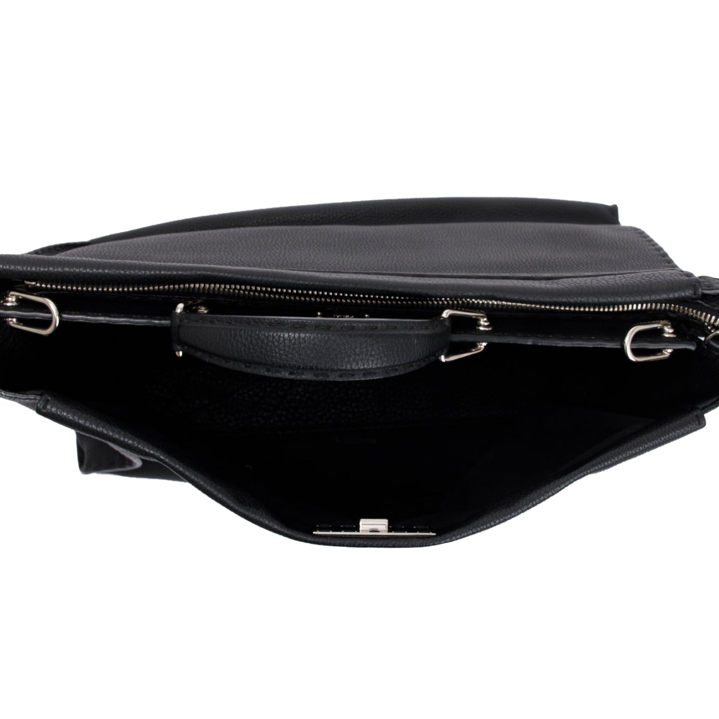 Fendi Black Calfskin Leather Faces XL Peekaboo Bag