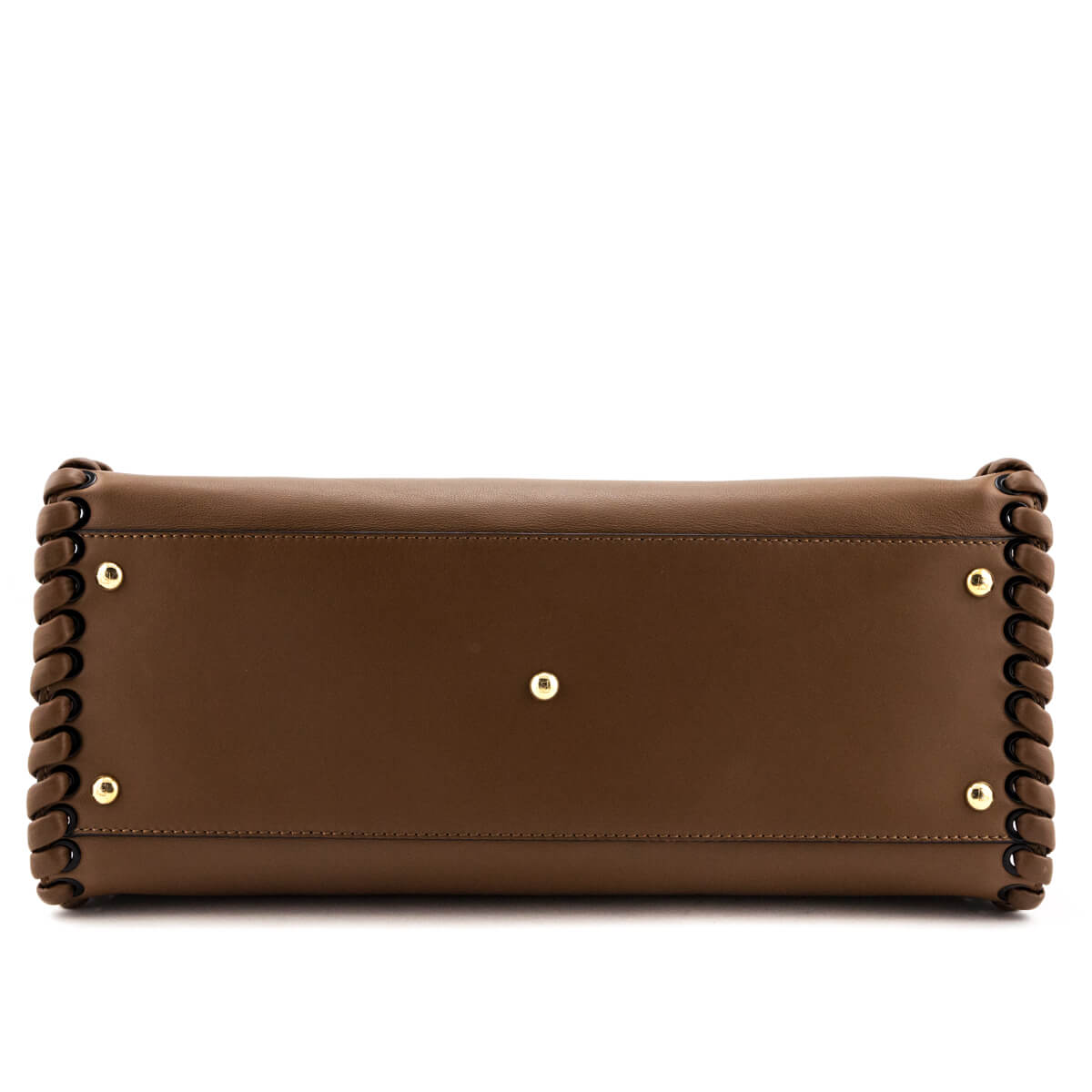 Fendi Brown Whipstitched Leather Large Peekaboo