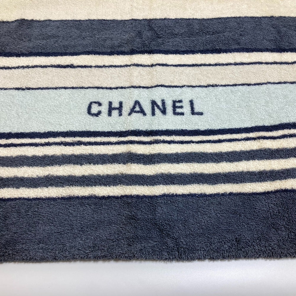 CHANEL towel cotton Ivoryx Blue type border bath towel unisex(Unisex)