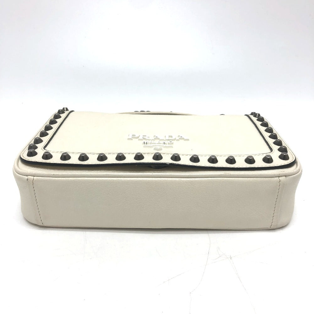 PRADA Shoulder Bag 1BD147 leather white logo studs ChainShoulder Women
