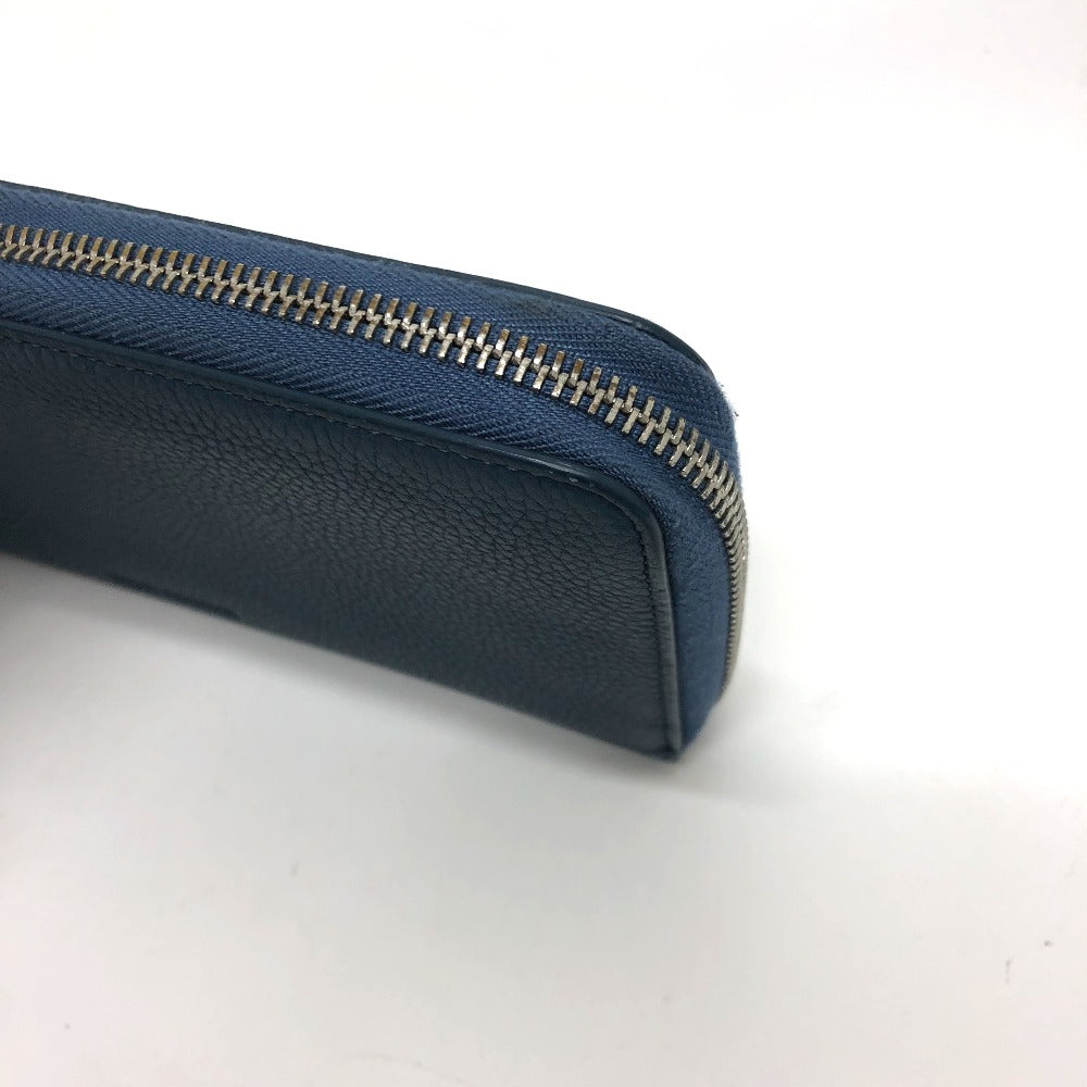 DIOR HOMME Long Wallet Purse leather Navy logo Zip Around mens