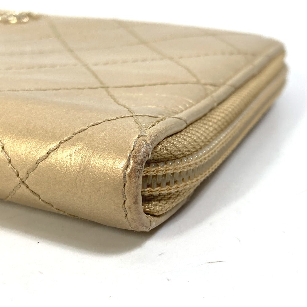 CHANEL Long Wallet Purse Calfskin gold COCO Mark CC Matrasse quilting Women