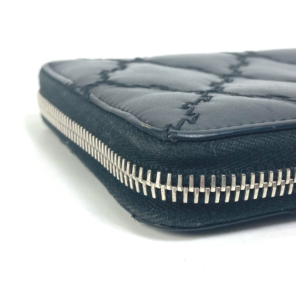CHANEL Long Wallet Purse lambskin black COCO Mark CC Matrasse quilting Women