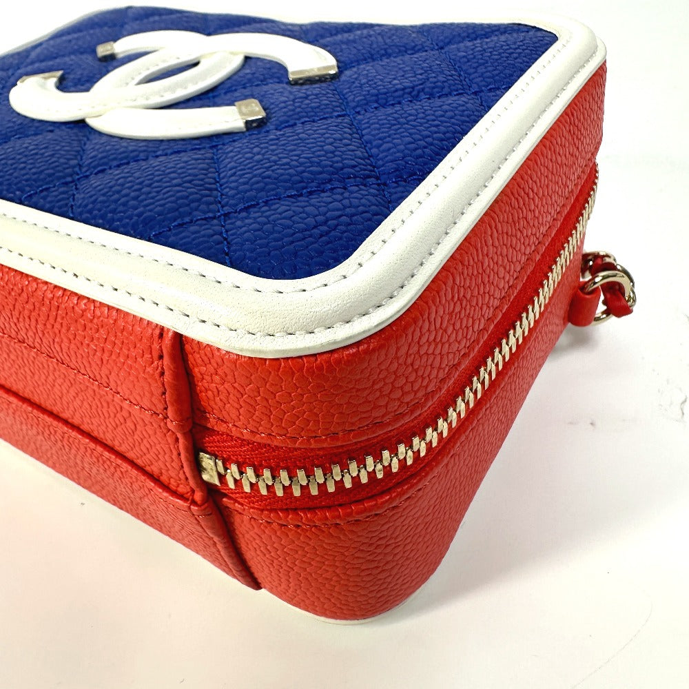 CHANEL Shoulder Bag A93342 Caviar skin Red COCO Mark CC filigree vanity bag