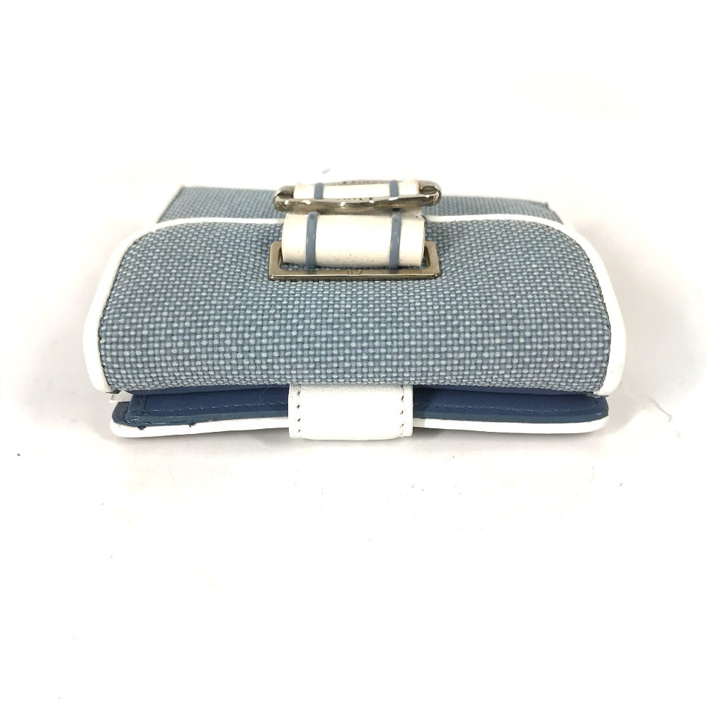 Dior Folded wallet Canvas / leather blue Bicolor logo W Hook Wallet Women