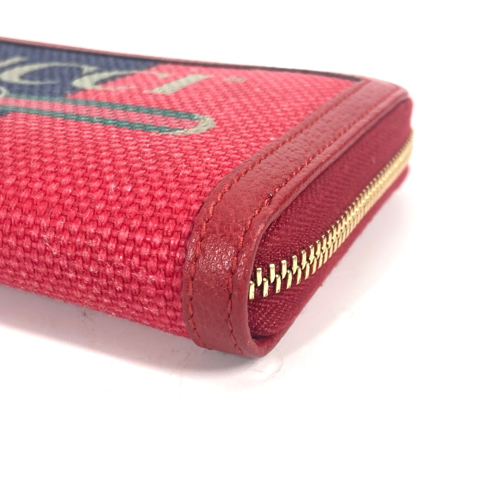 GUCCI Long Wallet Purse 524790 Canvas / leather Red Long wallet logo stripe Women
