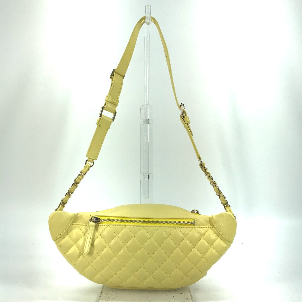 CHANEL Sling bag A57832 lambskin yellow Chain Belt Bag Waist Pouch CC COCO Mark