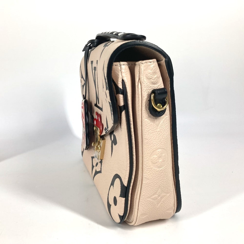 LOUIS VUITTON Handbag M45384 Monogram Ann Platt Leather beige LV Crafty Monogram Empreinte Pochette Metis unisex(Unisex)