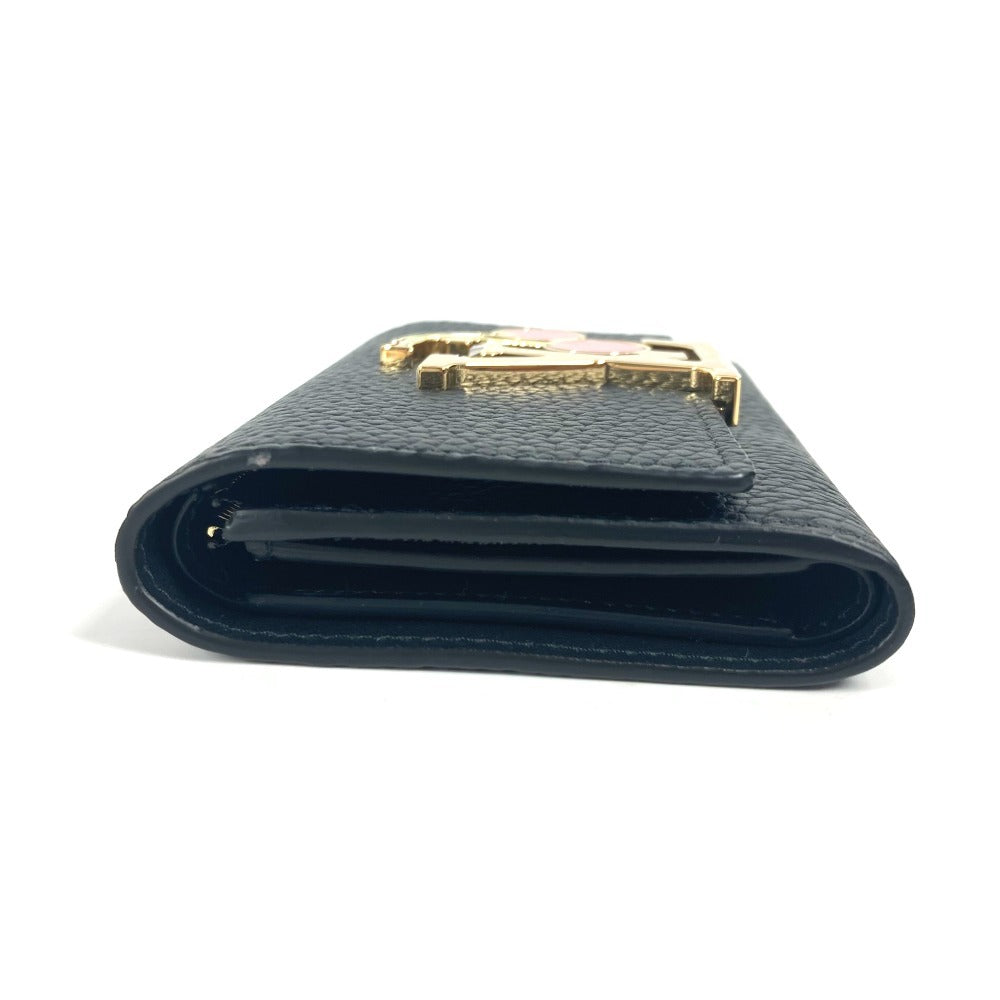 LOUIS VUITTON Trifold wallet M22889 Taurillon Clemence Leather black Takashi Murakami Cherry LV × TM Portefeuille Capucines Compact