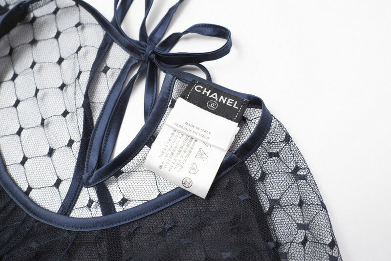 CHANEL blo 100% polyamide, 100% silk, 95% silk, 5% spandex Navy Women S|M