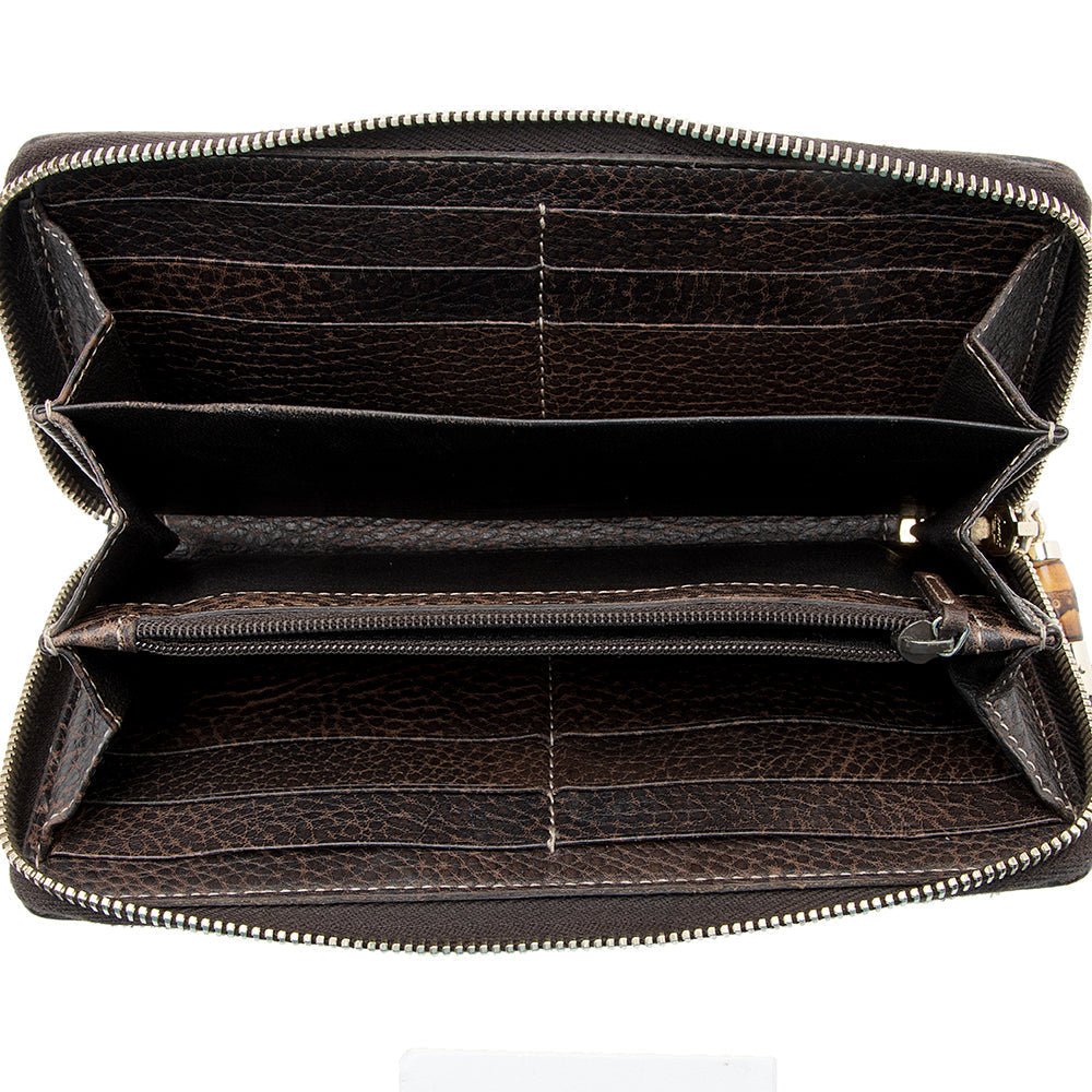 Gucci GG Canvas Bamboo Tassel Zip Around Wallet (SHF-21923)
