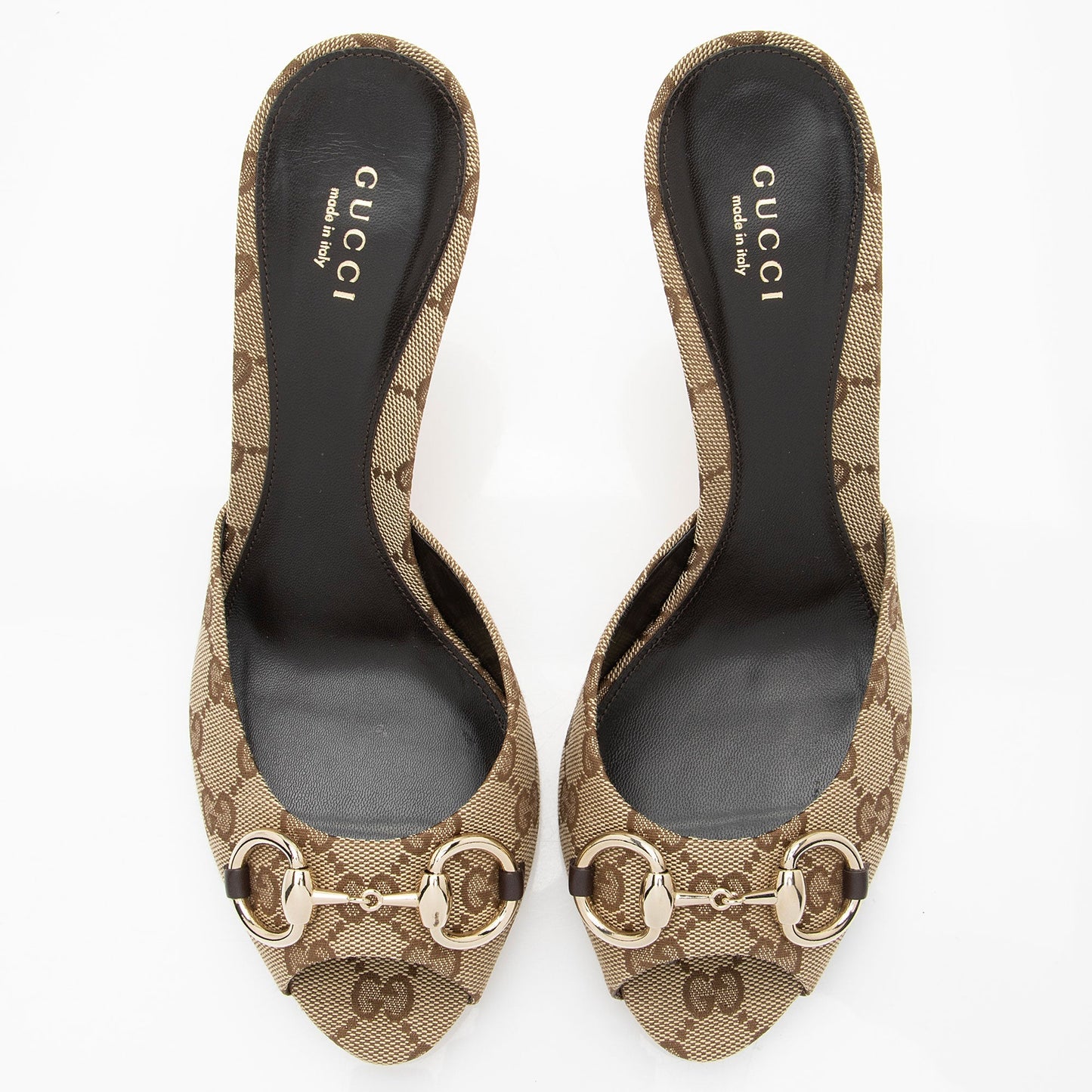 Gucci GG Canvas Horsebit Mules - Size 8.5 / 38.5 (SHF-9cHg23)