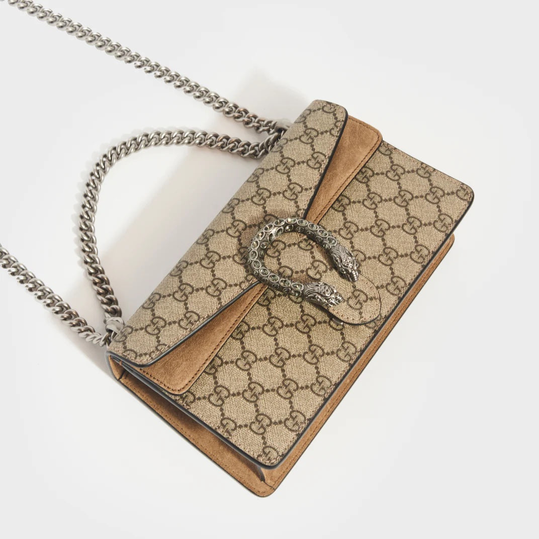 GUCCI GG SUPREME DIONYSUS SUEDE TRIM SMALL SHOULDER BAG