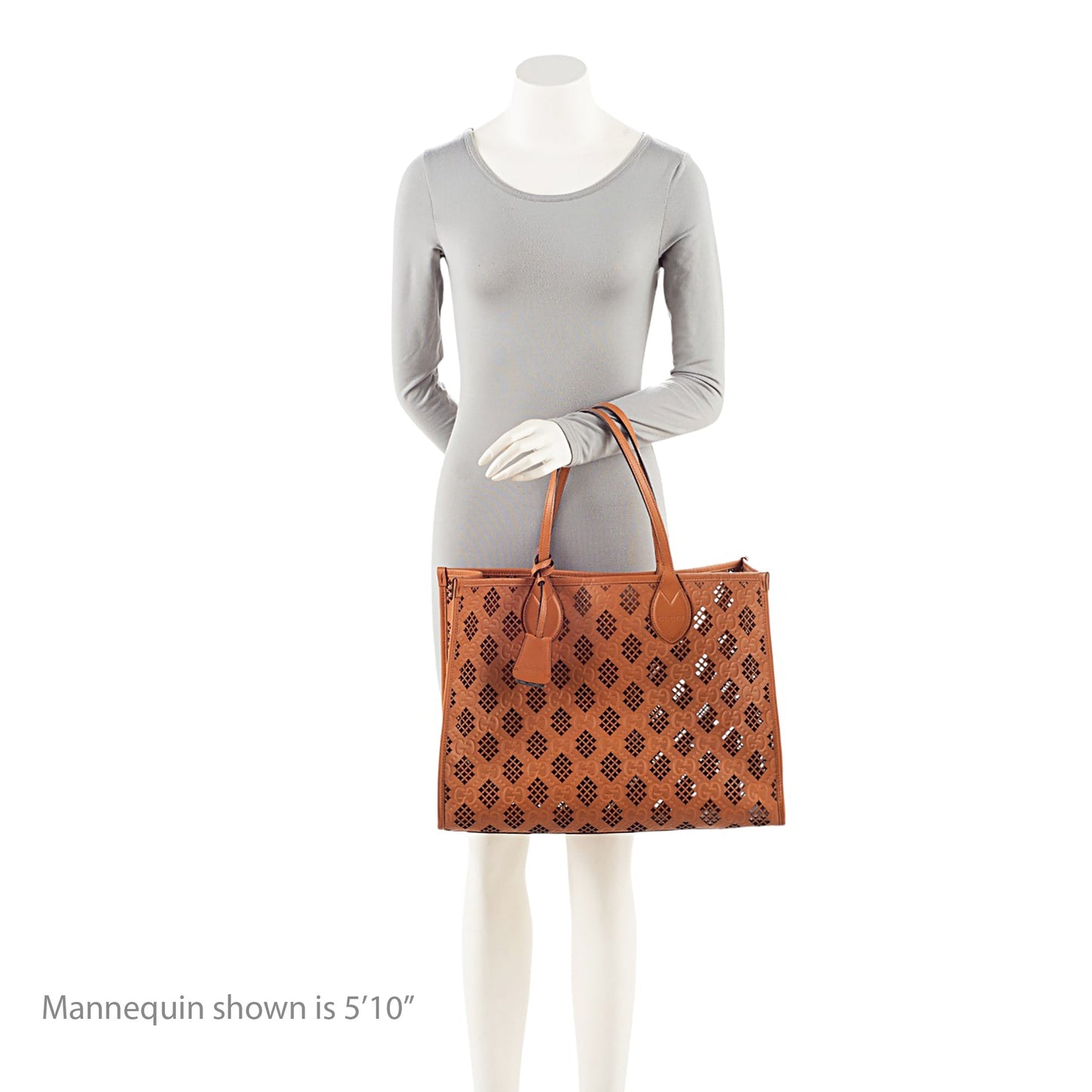 Gucci GG Debossed Calfskin Diamond Cutout Medium Tote