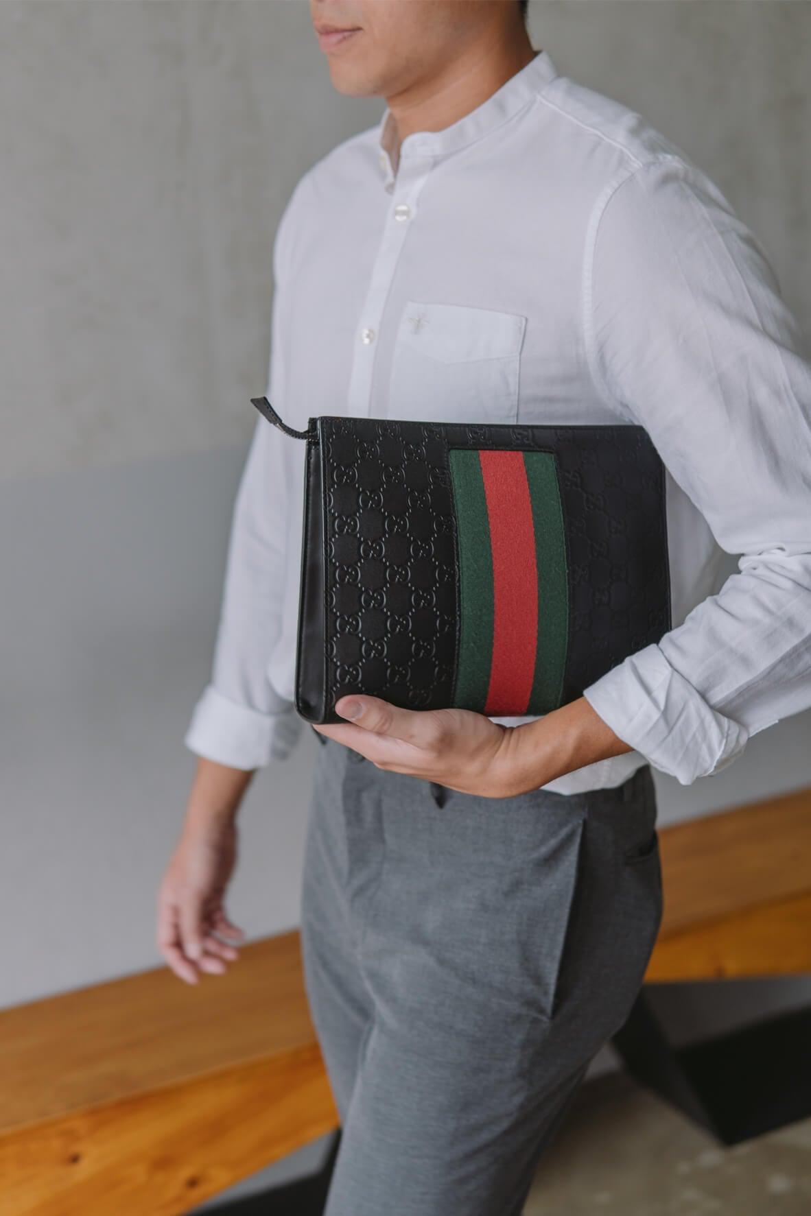 Gucci Guccissima Black Leather Clutch Style 2
