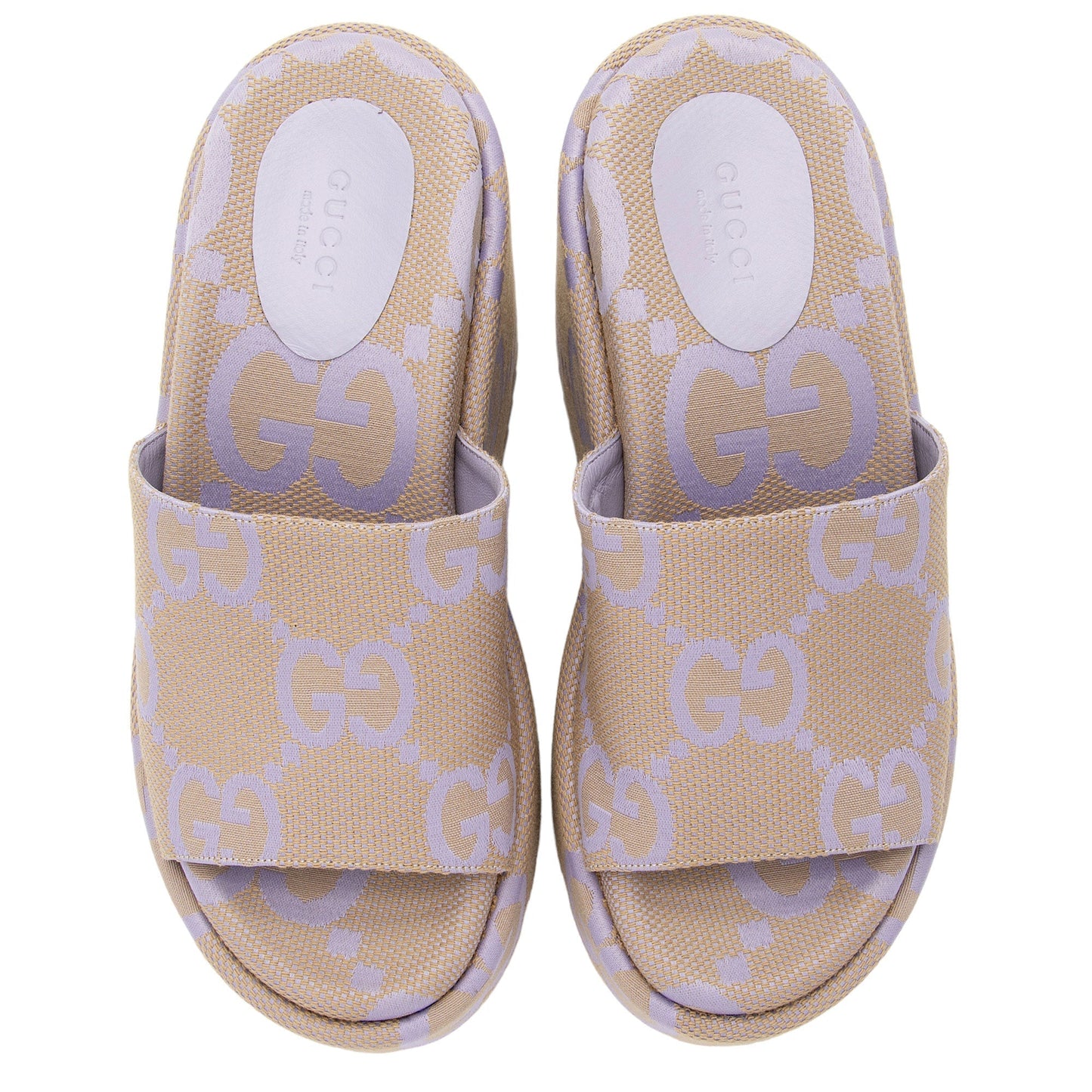 Gucci Jumbo GG Canvas Platform Wedge Slides - Size 7 / 37 (SHF-th537h)