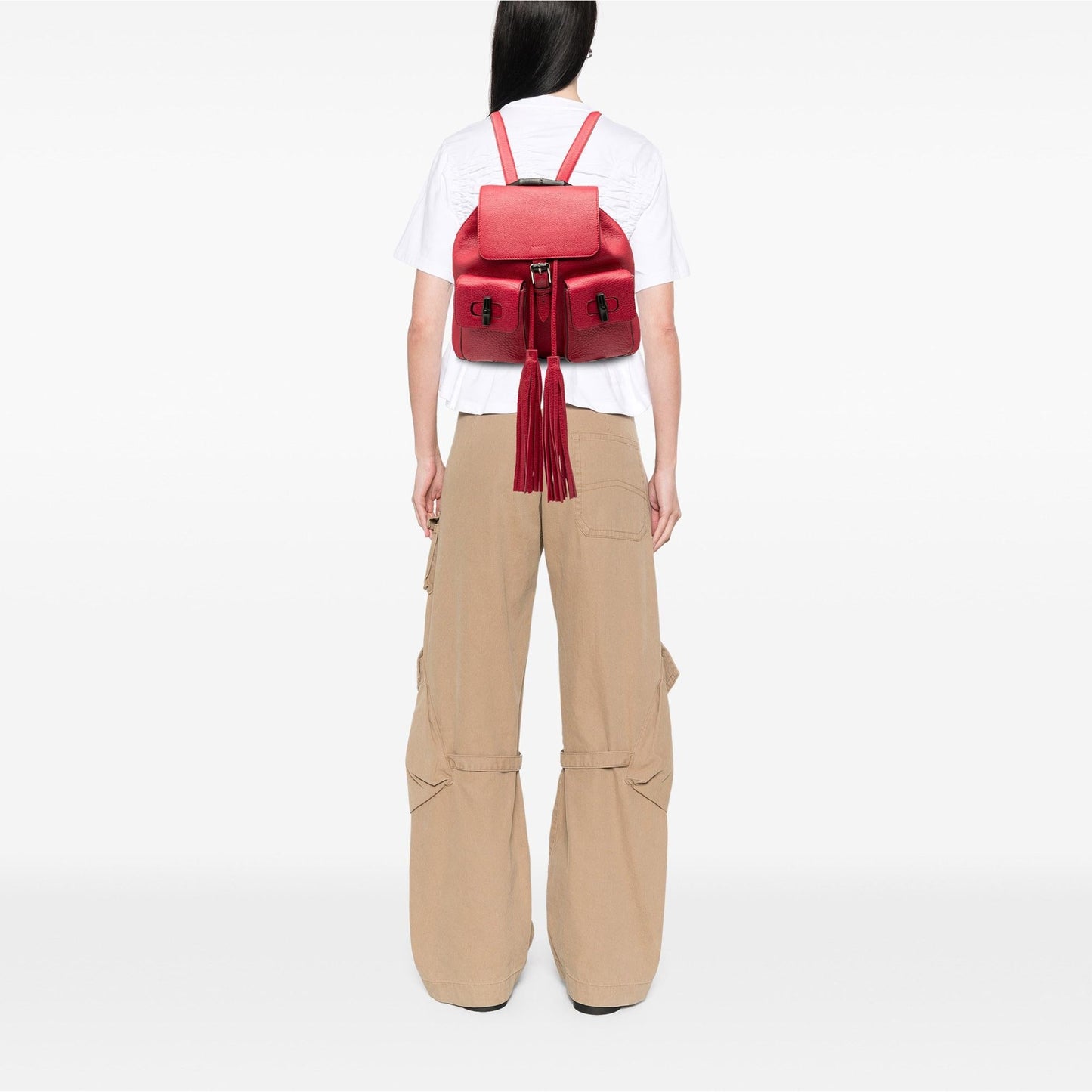 Gucci Leather Bamboo Tassel Backpack