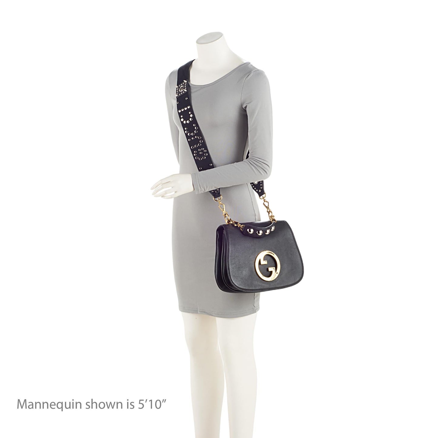 Gucci Leather Studded Blondie Top Handle Medium Shoulder Bag (SHF-R9Ze9C)
