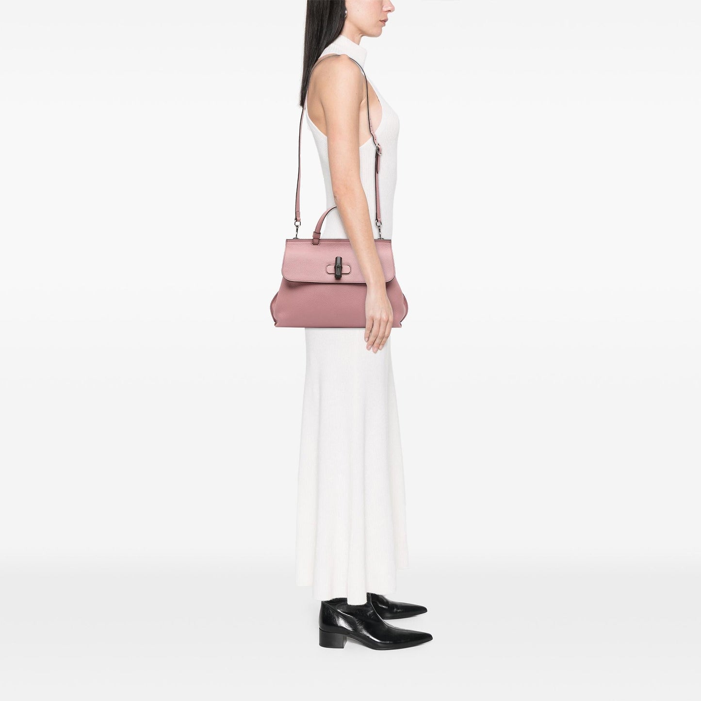 Gucci Medium Leather Bamboo Daily Satchel
