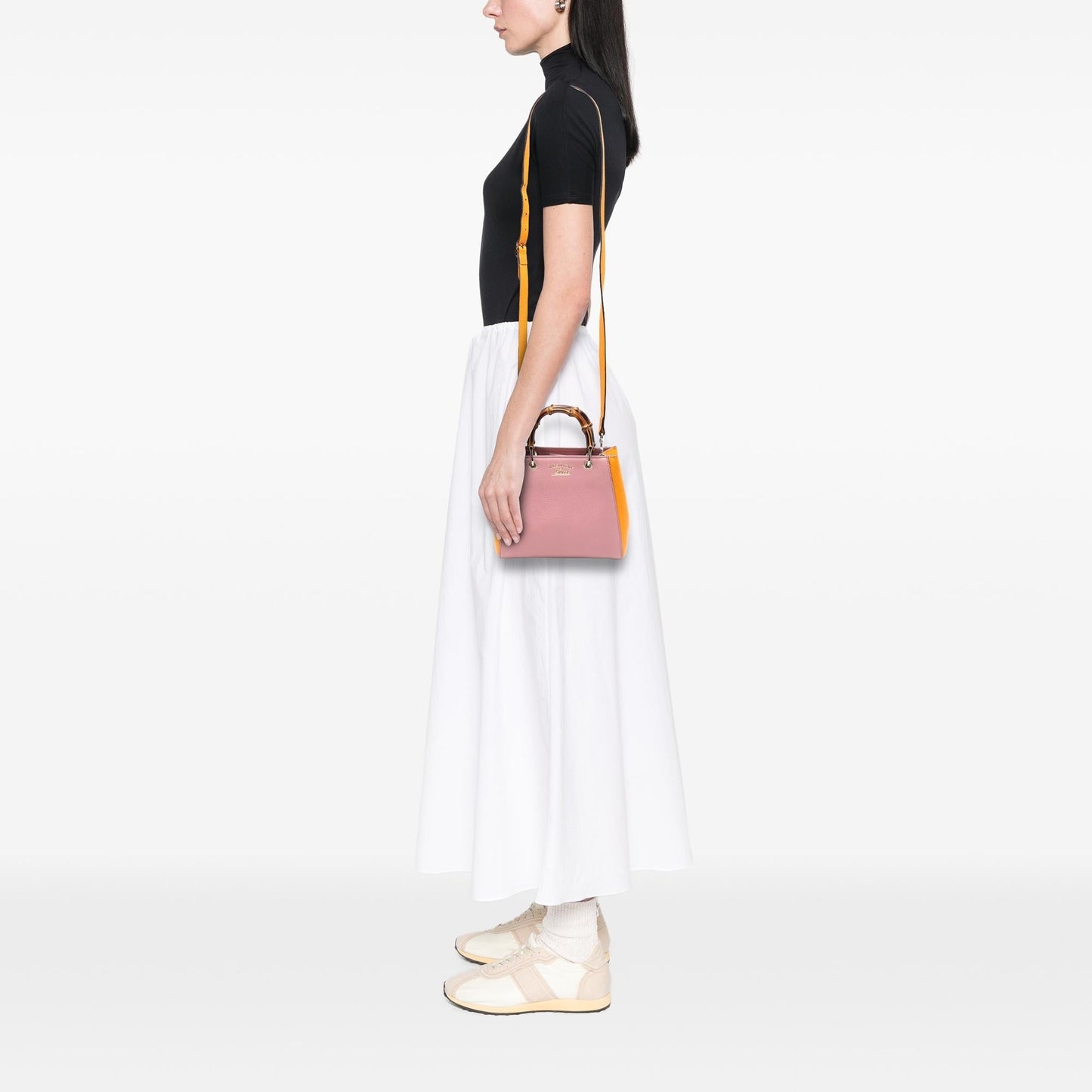 Gucci Mini Bicolor Calfskin Bamboo Shopper Satchel