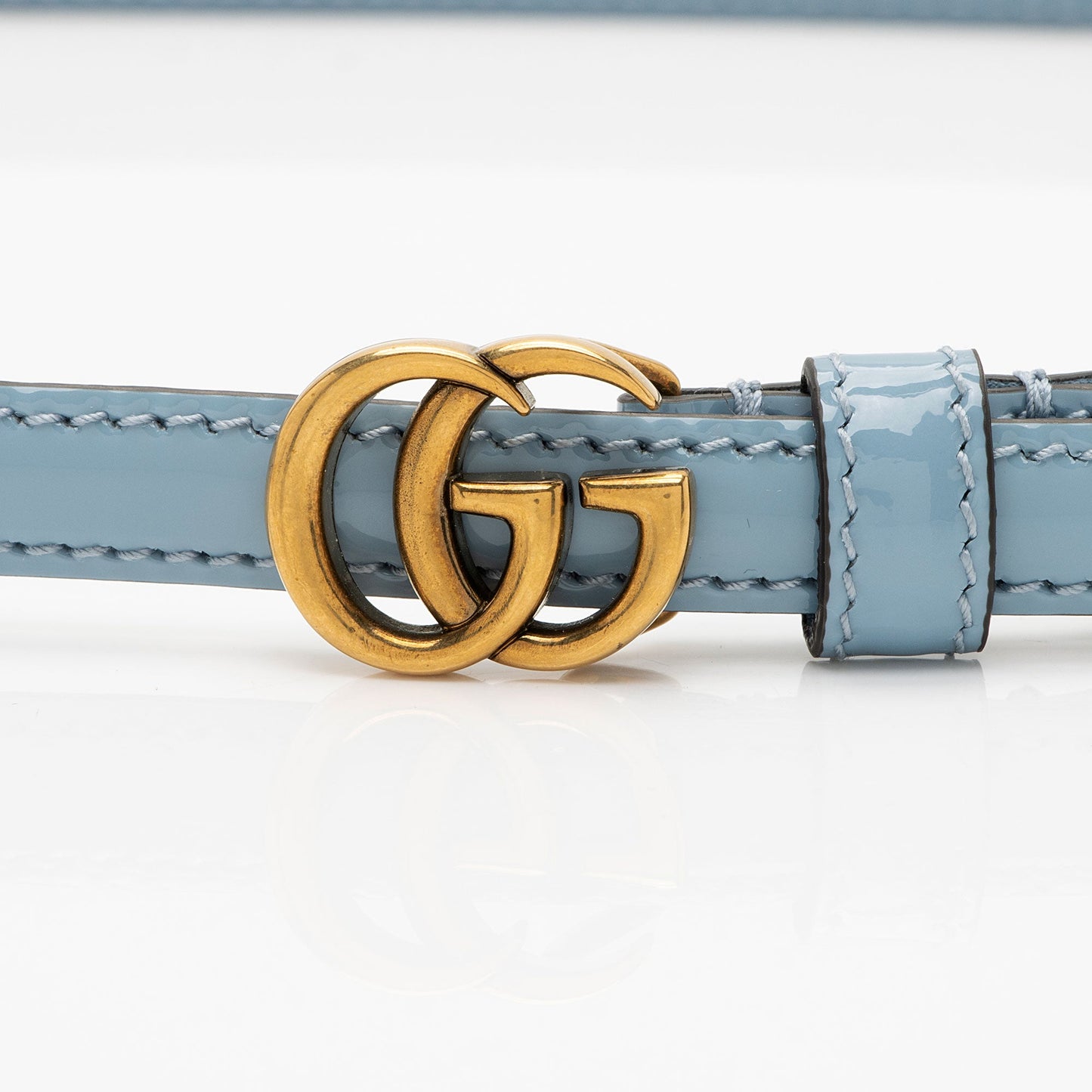 Gucci Patent Leather GG Marmont Slim Belt - Size 34 / 85 (SHF-vAUAM2)