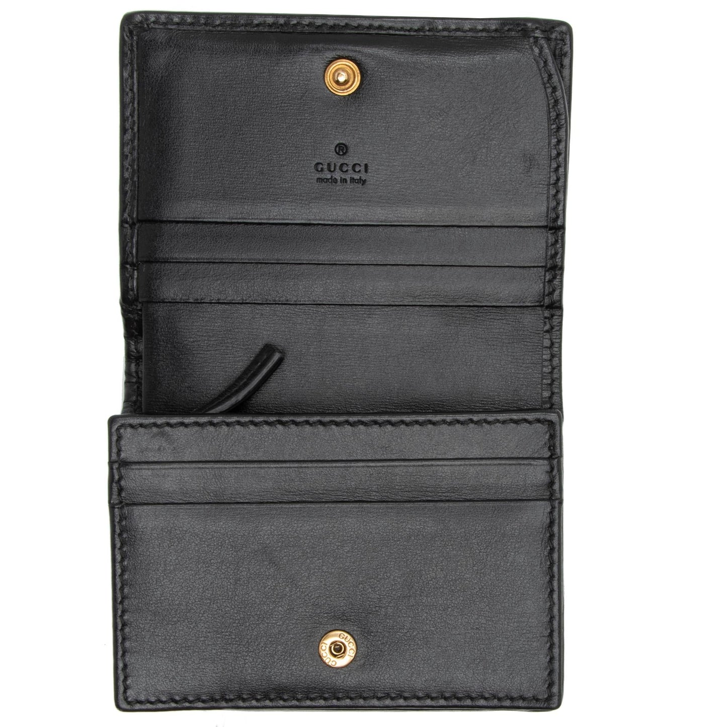 Gucci Quilted Leather GG Marmont Web Trapuntata Card Case Wallet (SHF-9USkLq)