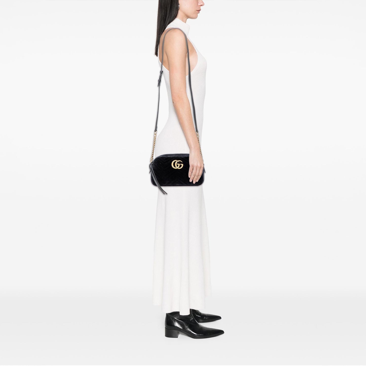Gucci Small GG Marmont Matelasse Velvet Crossbody