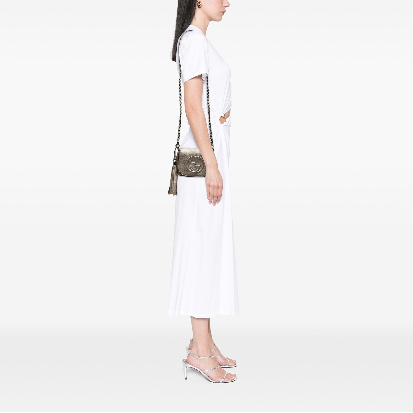 Gucci Small Metallic Leather Soho Chain Flap Crossbody