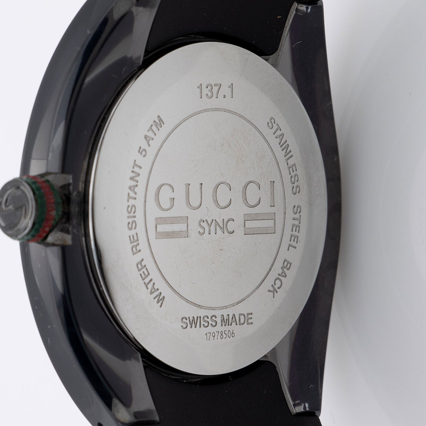 Gucci Stainless Steel Rubber GG Sync Watch (SHF-jivqmb)