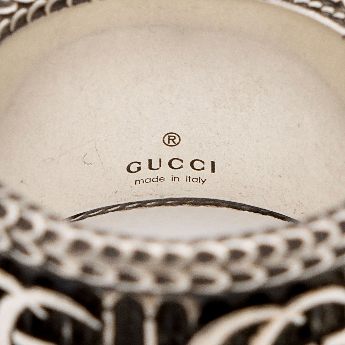 Gucci Sterling Silver GG Ring - Size 8