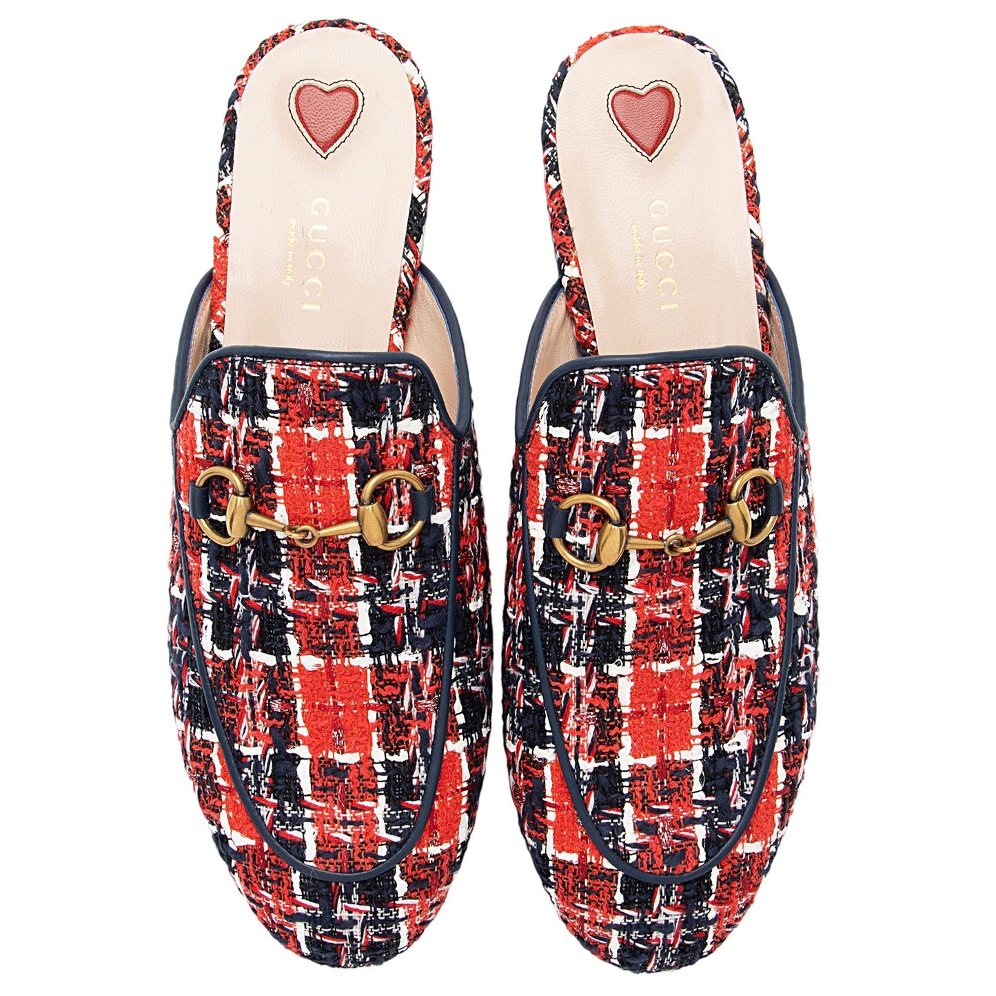 Gucci Tweed Check Horsebit Princeton Mules - Size 7.5 / 37.5 (SHF-N9Ms7t)