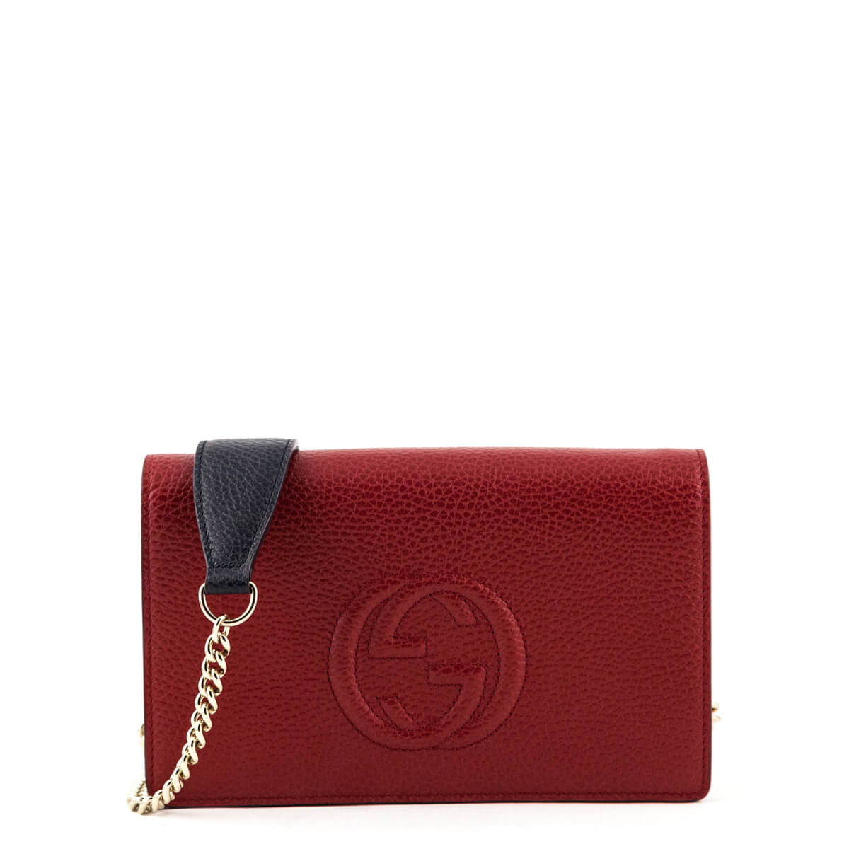 Gucci Tri-color Pebbled Calfskin Soho Wallet on Chain