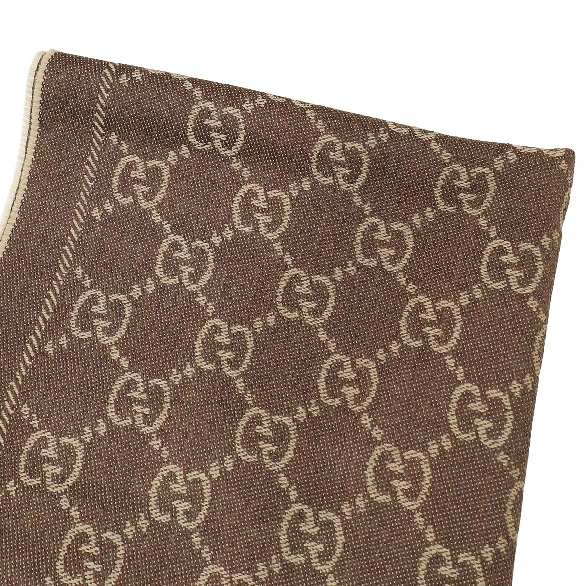 Gucci Brown GG Jacquard Pattern Knitted Scarf